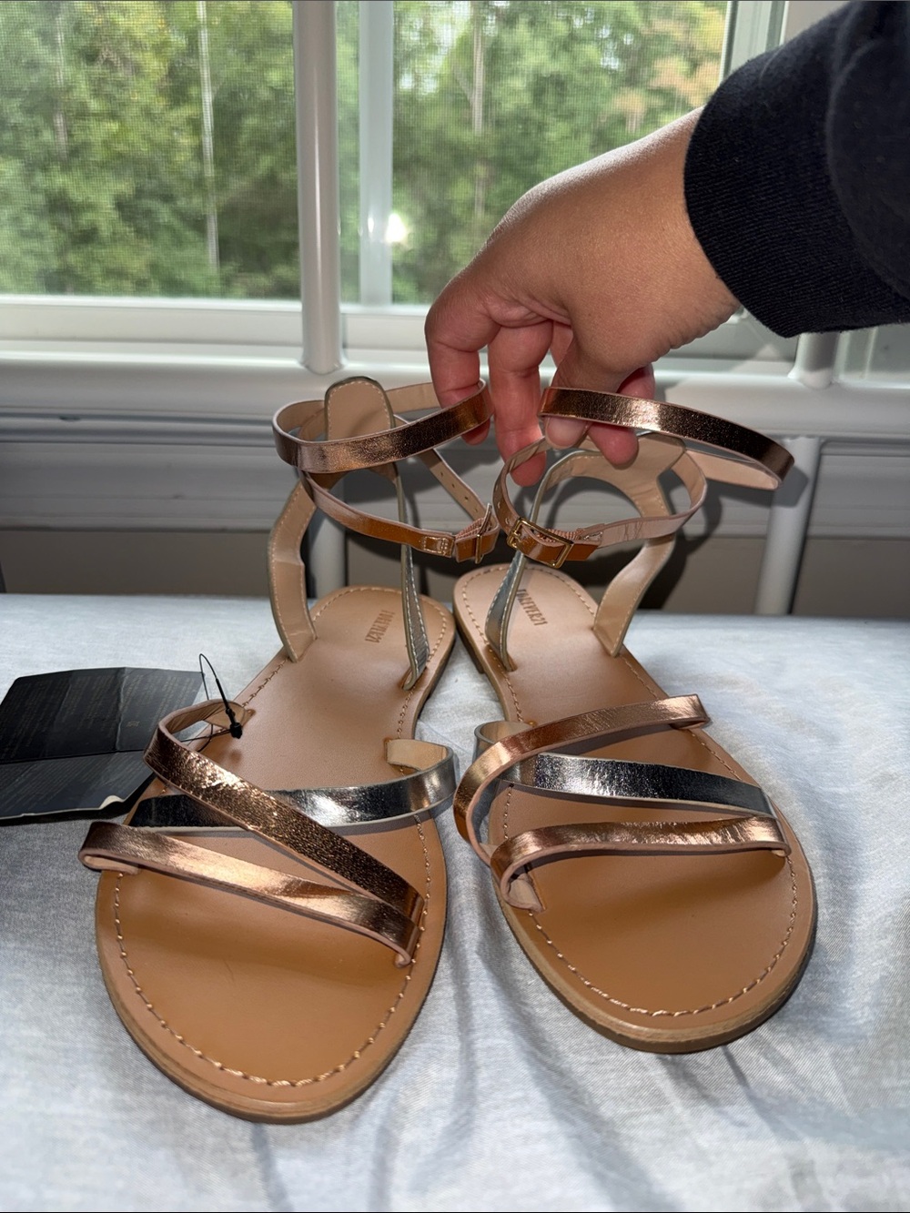 Forever21 Metallic Rose Gold and Silver Sandals